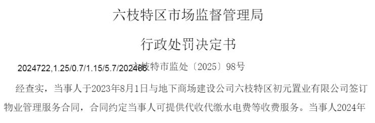 六枝特区鸿瑞商业 因存在不执行政府定价收费的行为被处罚